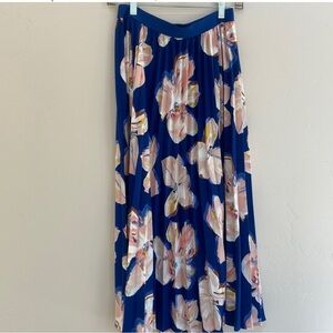 A New Day Blue Pink Pleated Midi Skirt Resort Wear